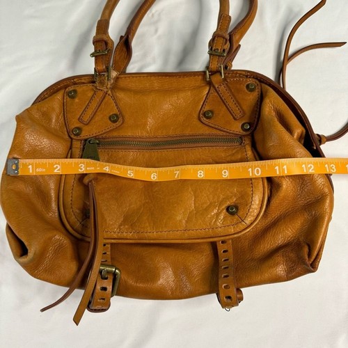 Joelle Hawkens camelbraun Leder Medium Satchel Handtasche Reißverschluss Boho - Bild 9 von 12