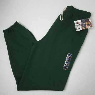 Vintage Brittania Sweatpants Forest Green Fleece Joggers 90s Men's L USA MADE 