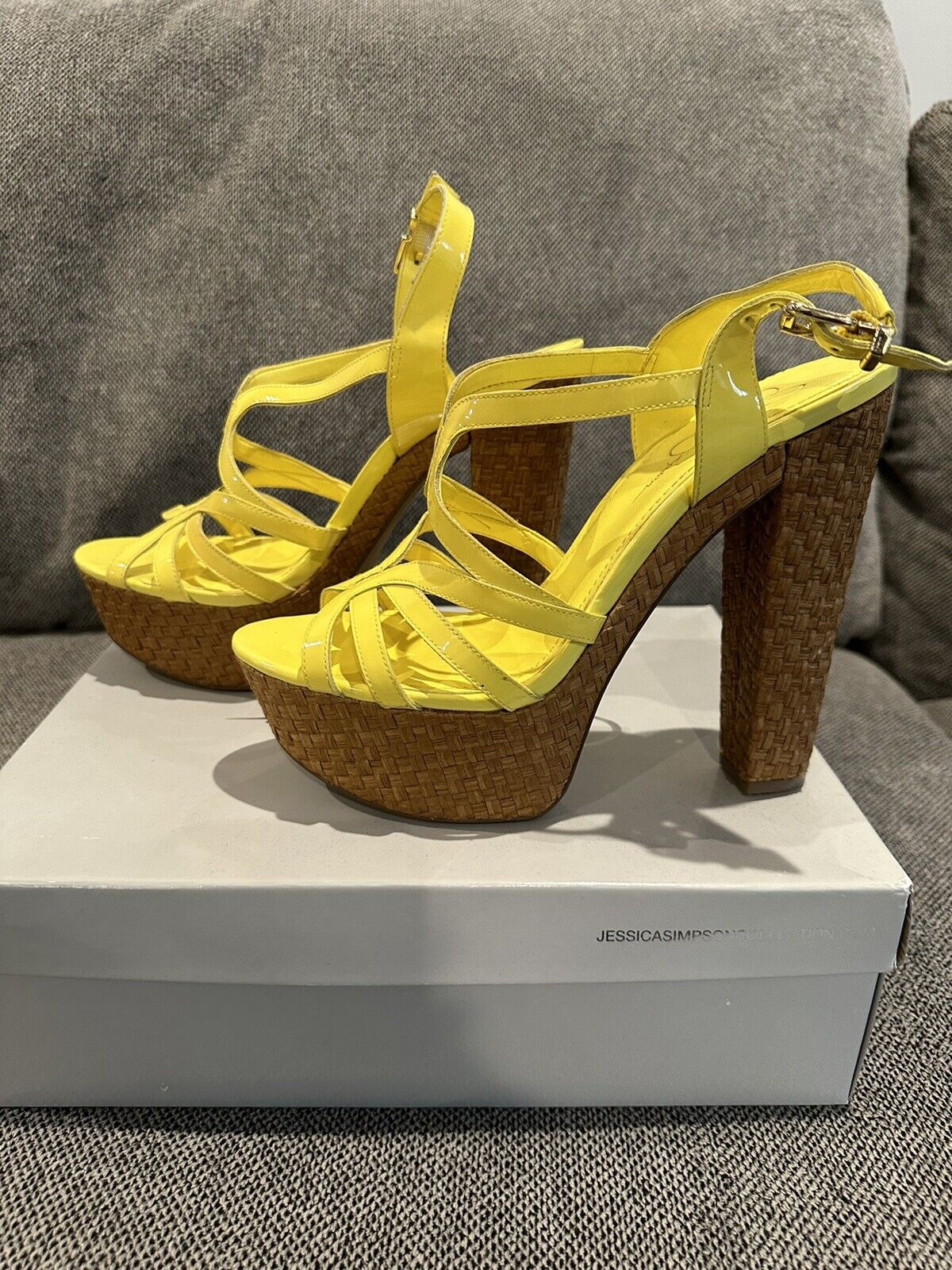 Yellow Patent Leather Jessica Simpson Stilleto Pl… - image 4