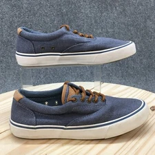 Sperry Top Sider Shoes Mens 7.5 Striper II CVO Hemp Sneaker Blue Canvas STS24175