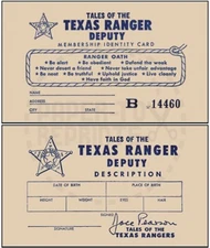 TALES OF THE TEXAS RANGER MEMBERSHIP IDENTITY CARD - VINTAGE REPRINT