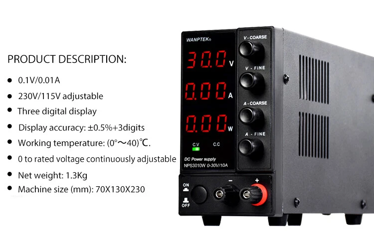 30/60/120V 6/10A Adjustable Bench DC Power Supply Lab Variable,4-Bit LED display - Image 2 of 4