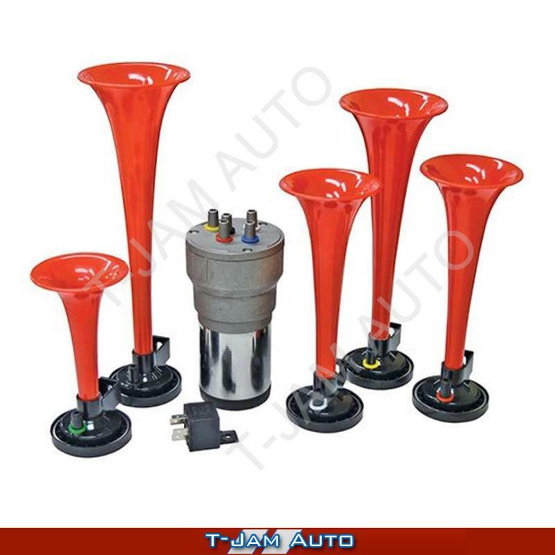 Musical Air Horn La Cucaracha 5 x Horns 12V Compressor Car 4WD eBay