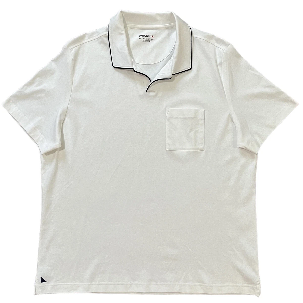 UNTUCKit Mens XL Altavia Johnny Collar Polo Golf Shirt White