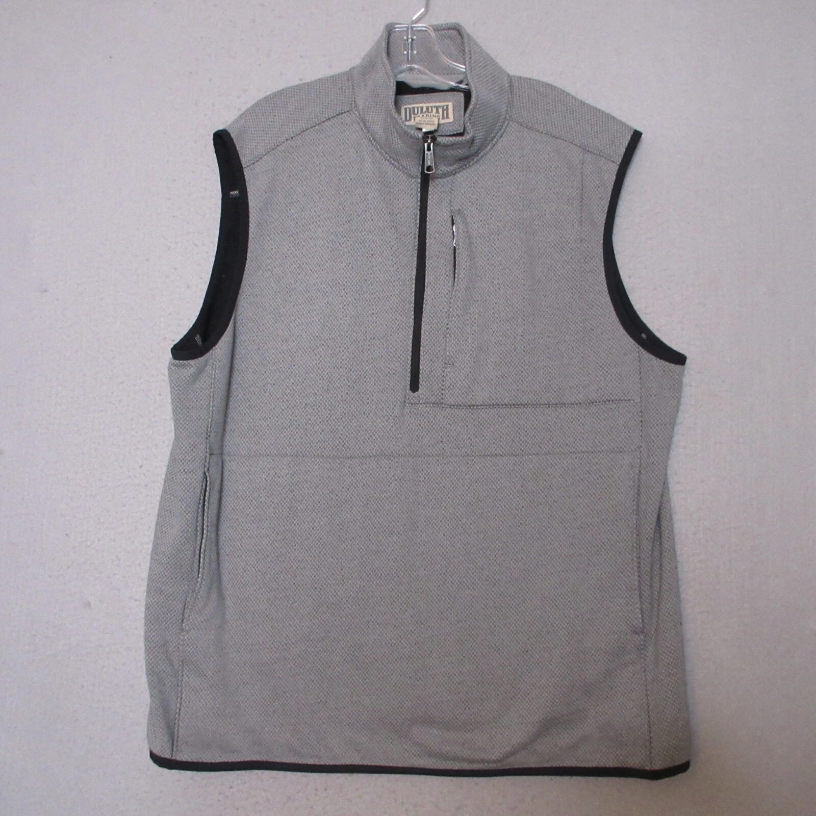 Duluth Trading Co Vest Men Large Gray Fleece Chest Pocket Outdoor Camp Casual