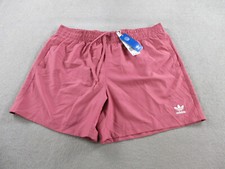 Image of Adidas Swim Trunks Mens 2XL XXL Pink White Essentials Trefoil Water Shorts Lined