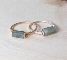 Labradorite Ring, Handcrafted Wire Wrap, Gold Silver Band, Healing, Protection