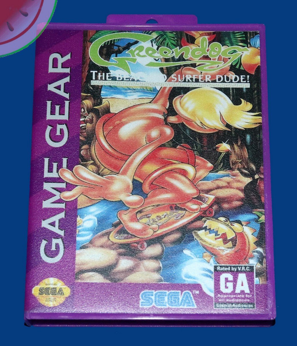 TESTED Sega GAME GEAR Genuine GREENDOG with Manual in NEW Hangtab
