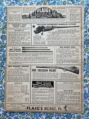 Vintage 1958 Flaig s Firearms Sports Print Ad Gun Stocks Barrels Advertisement
