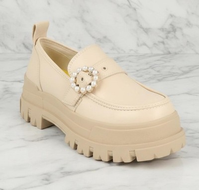 Buffalo Aspha Loafer Schnalle beige vegan Damen UK 5 Academia