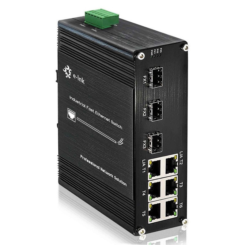 Industrial 6-Port Gigabit 3×SFP Ethernet Fiber Switch (6×RJ45 + 3×SFP)