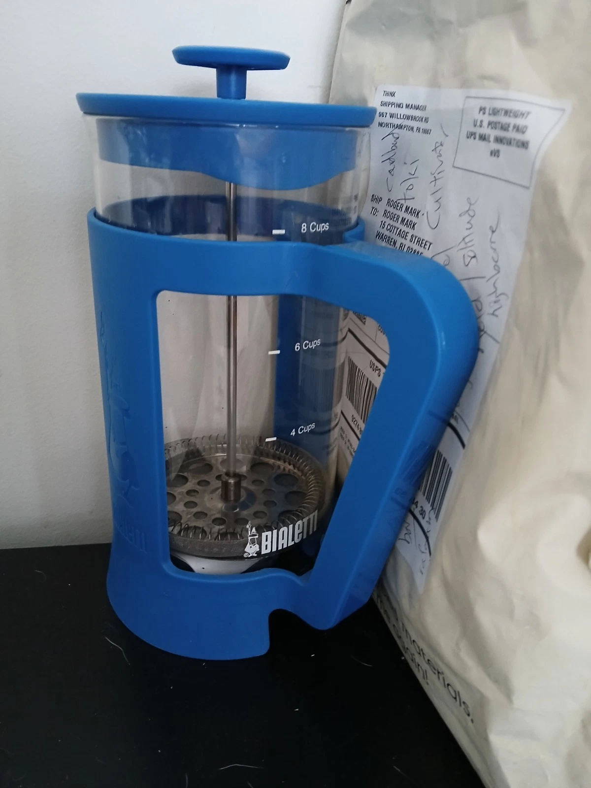BIALETTI French Press Glass Coffee Maker - 8 Cup - Black -