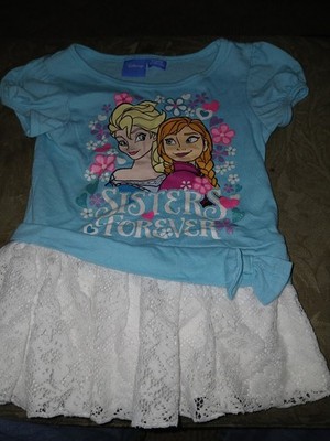 Disney Girls Elsa Tutu Dress Blue White Knee Length Size 3T Lace Floral