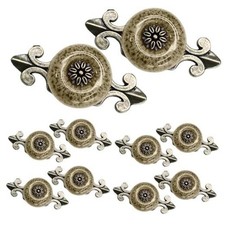 Ceramic Knobs 10pcs Vintage Cabinet Knobs, with 10 Pieces White with Pattern