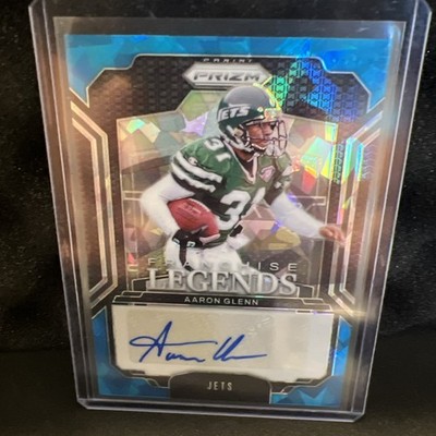 🔥Aaron Glenn 2024 Panini Prizm Franchise Legends Blue Ice Prizm Auto 75/99 Jets