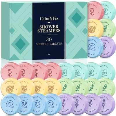 Calmnfiz 30 Pack Shower Steamers For Women Gift Set Shower Bath Bombs 6 Scents