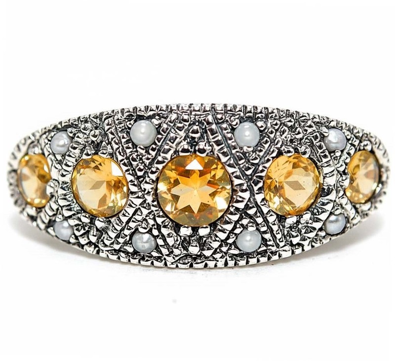 1CT  Citrine 925 Sterling Silver Filigree Ring Sz 7 PC9-3