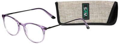 Eyewear Tri-Focus Blue Light, Round, Gradient Purple Frame, 1.50 Magnification