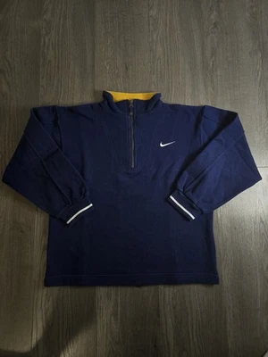 Nike sweatshirt homme L bleu marine col haut zippé 1/4 manches longues - Photo 1/4