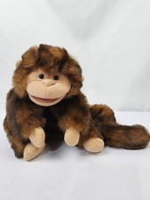 Folkmanis Smiling Fuzzy Soft Monkey Full Body Hand 9" Puppet W/Long 12" Tail