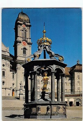 Postcard Marienbrunnen mit Kloster Einsiedeln Switzerland