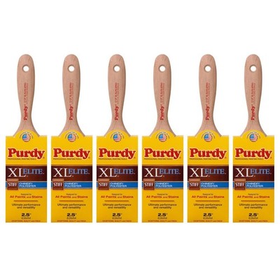Genuine Purdy 6 Pack XL Elite Sprig Flat 2-1/2'' Paint Brushes 144380525-6PK