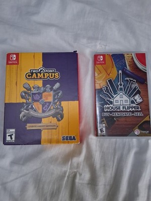 2 Games -Two Point Campus Enrollment Ed/House Flipper - Nintendo Switch