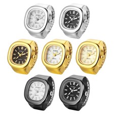 Casual Stainless Steel Stretch Elastic Band Square Finger Ring Watch Size 6-9