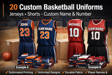 Basketball Team Kit 20 Players – Custom Jerseys Shorts Name Number Logo