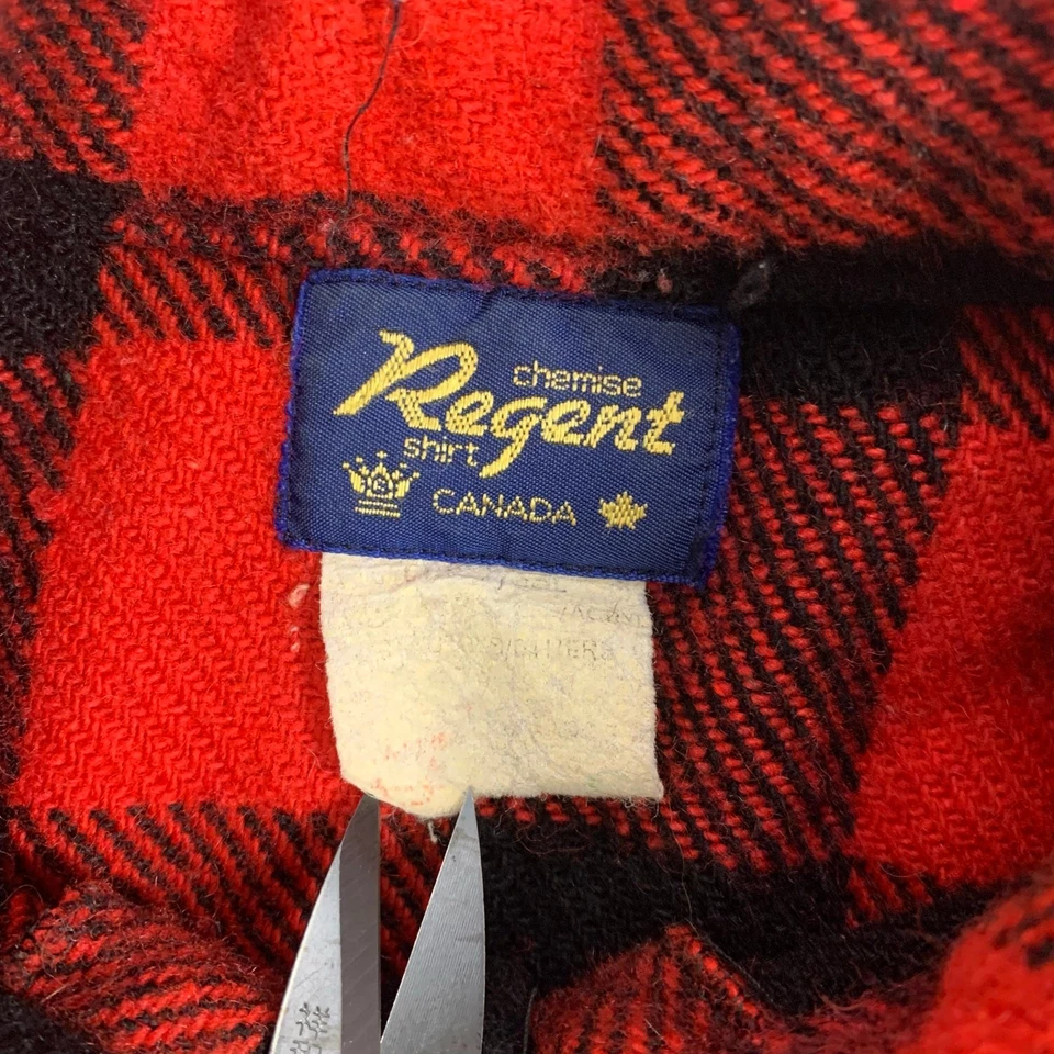 Buffalo Plaid Button Down Wool Jacket Over Shirt Regent Chemise Canada - S - 70s - Image 3 of 4