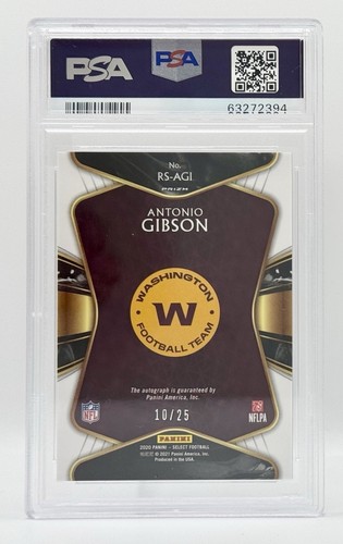 PSA 10 2020 Select Tie Dye Prizm Antonio Gibson RC Auto 10/25 Commanders - Picture 2 of 2