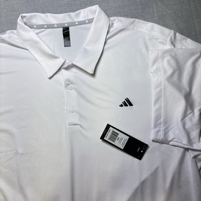 Adidas Golf Polo Shirt Men Size 2XL White UPF 50 Logo $65 New