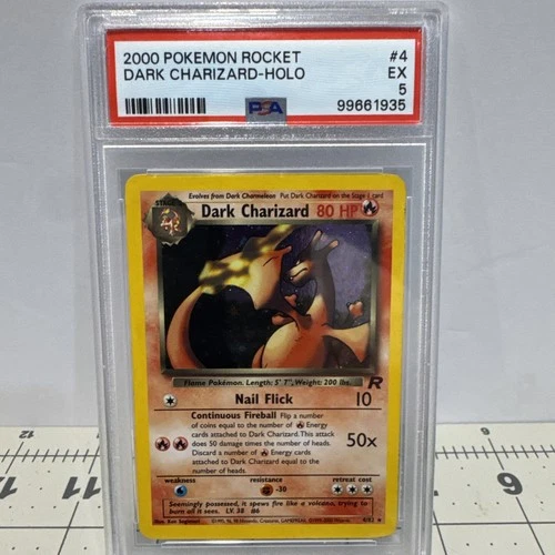 2000 Pokemon Team Rocket 4 Dark Charizard Holo PSA 5