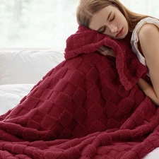 GentleSoft Deep Red Fleece Blanket for Couch - Cozy Soft Blankets 
