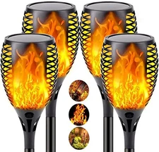 4-Pack Flickering Flame Solar Torch Lights Large Waterproof Outdoor Garden Decor