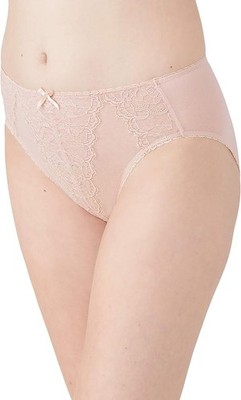 WACOAL RETRO CHIC HI-CUT PANTIES WITH CHANTILLY LACE SIZE: WOMEN XL - ROSE DUST