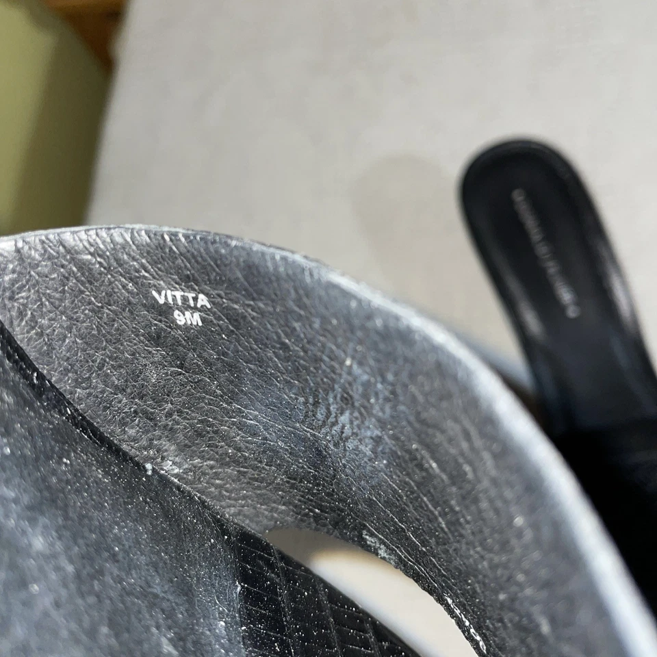 Donald Pliner Mujer Elegante Toboganes Talla 9 M Cuero Negro Salir Fiesta Diversión Foto 3 de 4