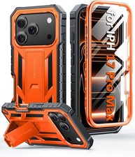 iPhone 17 Pro Max Case with Built-in Screen Protector, Heavy Duty, Orange