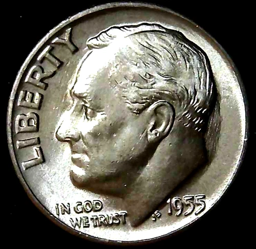 1955-D 10C Roosevelt Dime BU 90% Silver 26owt0223-1