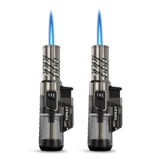 2 Pack Torch Lighter Windproof Adjustable Jet Flame Butane Lighter Refillable