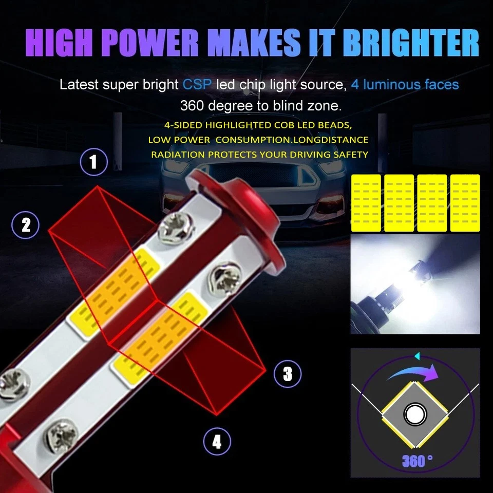 H7 H7 H11 6X 6000K Blanco LED Faro Antiniebla Bombillas Para Suzuki Kizashi 10-13 Foto 3 de 4