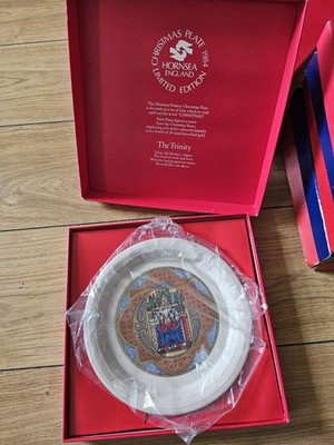 Hornsea Weihnachtsteller 1984 Ltd Ed verpackt Keramik emailliert 24 Kt Gold Trinity