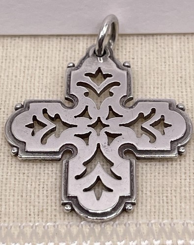 RARE RETIRED James Avery OPENWORK TULIP CROSS PENDANT Sterling AVERY BOX 925