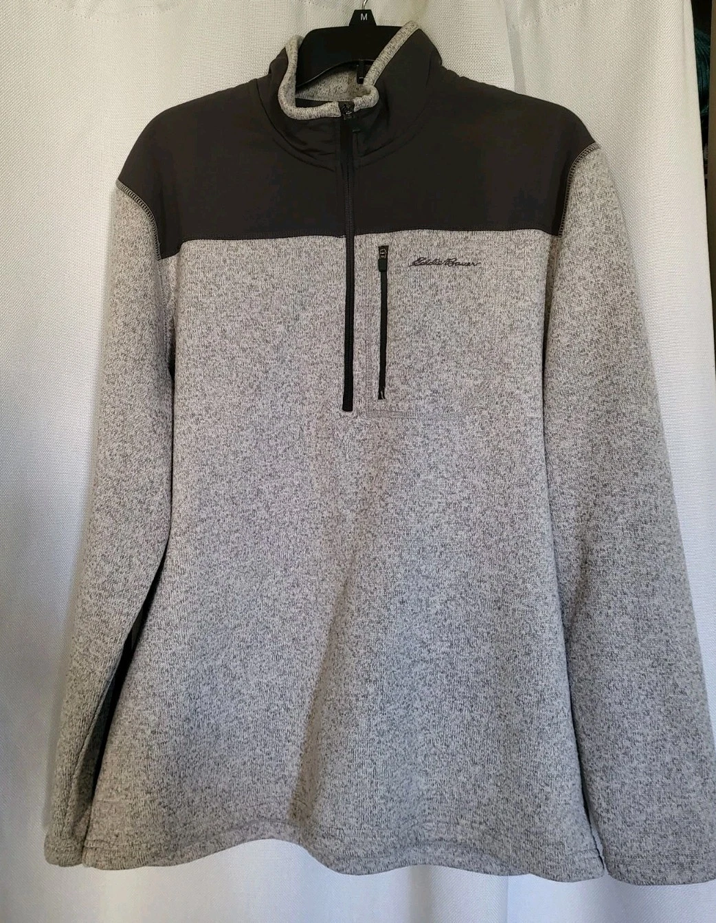 Eddie Bauer Men’s Radiator Fleece Quarter-Zip Gray Heather Jacket Size Large