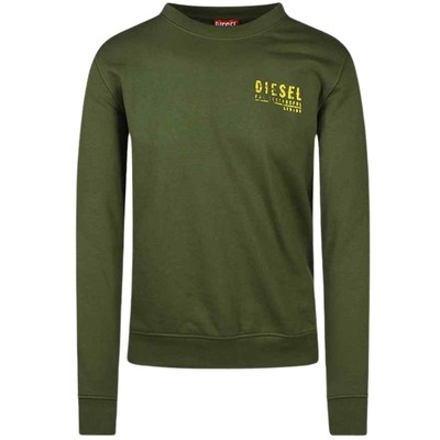 Diesel Destroyed Branded Design Green Sweatshirt