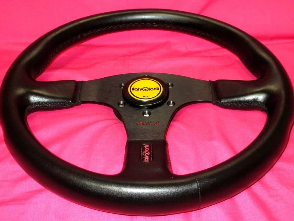 Volante italvolanti IMOLA 345mm Cuero Negro Radios De Colección JDM MOMO NA  Foto 3 de 4