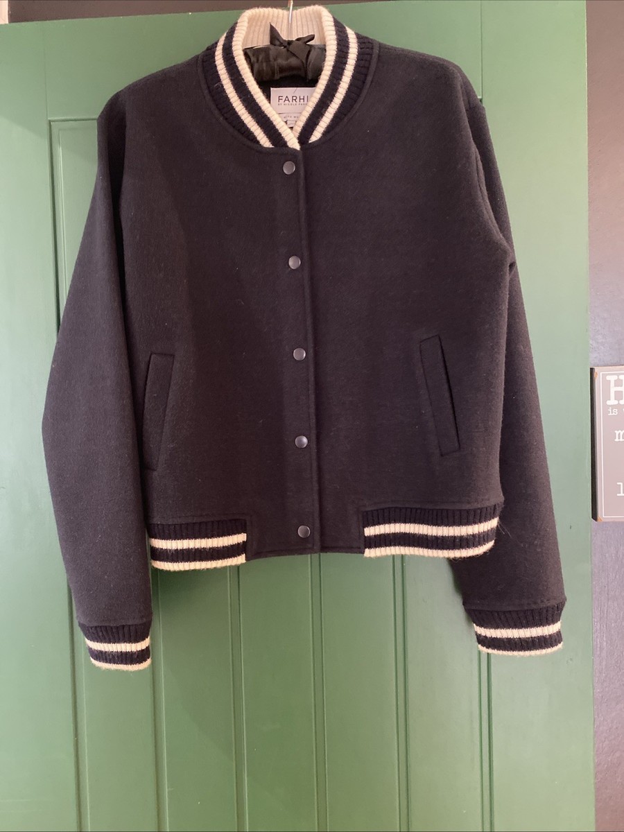Wool Blend Varsity Jacket Cardigan Size 10 12 Farhi By Nicole