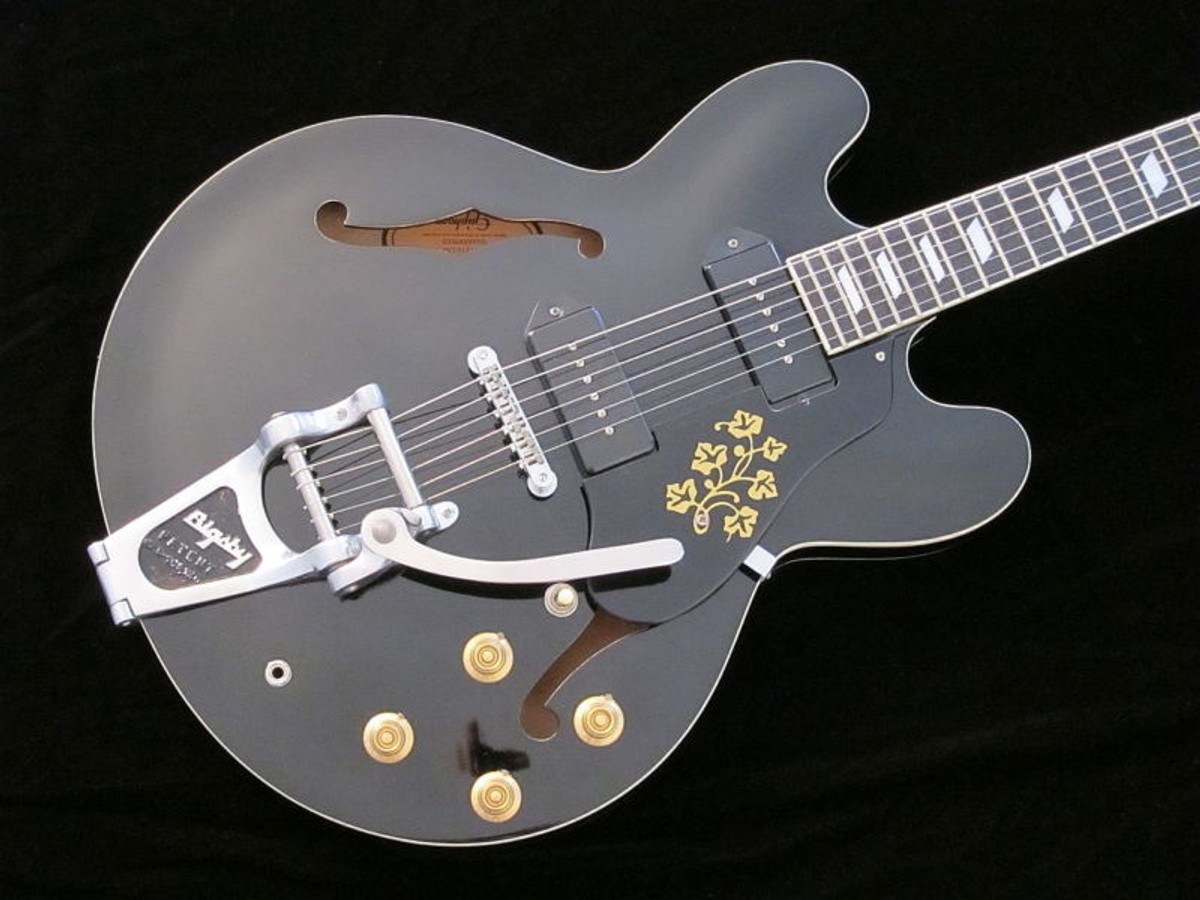 ES 295 ES-295 ES-175 P-90 Black & Gold Floral Pickguard for