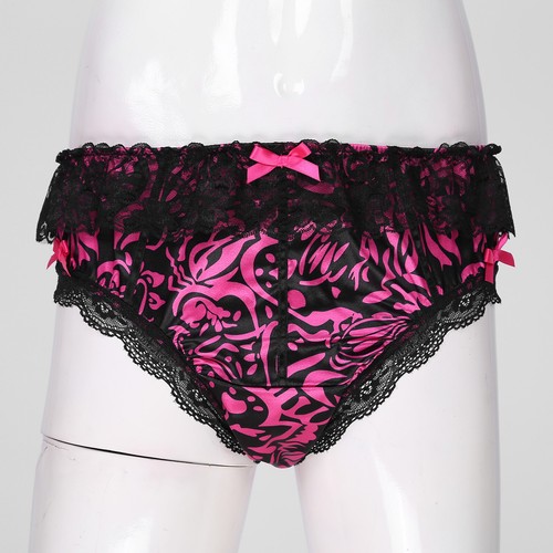 Men Lingerie Sissy Underwear See-through Chiffon Bowknot Frilly Crossdress Brief - Picture 71 of 89