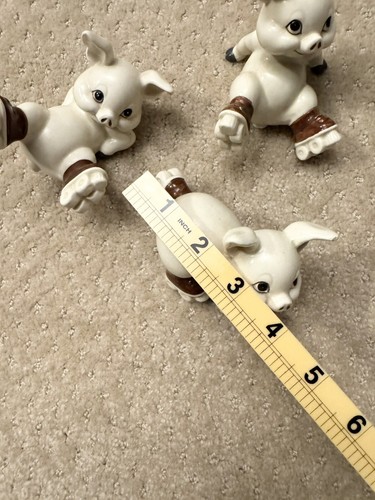 PIGS ON ROLLER SKATES Figura Cerámica Brillante QQ Años 70 De Colección Japón-Juego de 3 - Imagen 3 de 4